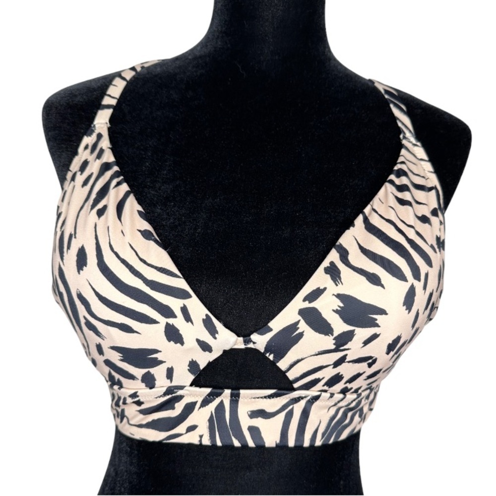 SHADE & SHORE Animal Print Long Line Cut Out Bikini Top | 36C | New With Tags